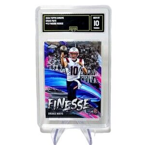 Drake Maye RC GEM MINT 10 Topps Chrome Finesse Refractor Patriots #F-2 2024!